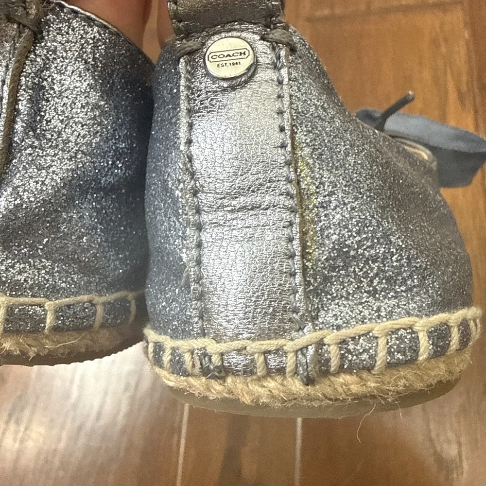 Coach Ramira Espadrille Shoes Glitter Lace Up Sneaker Blue Ribbon Coastal 6.5